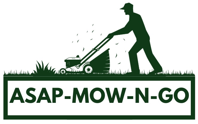 A man mowing the grass with a lawn mower